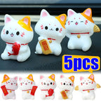 5/7pcs Mini Lucky Cat Car Ornaments Cute Simple Fortune Cat Figurines Realistic Lovely Micro Landscape Ornament Garden Landscape