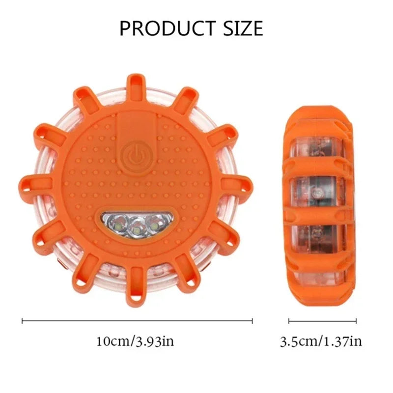 3 Pack LED Road Flares Emergency Warning Lights USB Rechargeable Magnetic Flashing Base Safety Disc for Roadside Assistance Amag