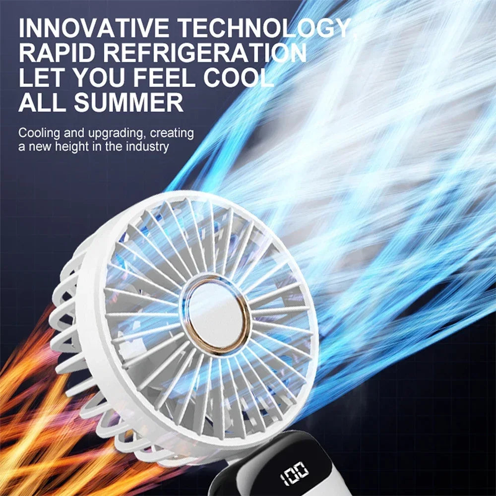 Car 3 in 1 Portable Fan Handheld Neck Desk Fan 5 Speed Digital Display Ultra Quiet Makeup Fan for Women Desktop Clip Office Amag