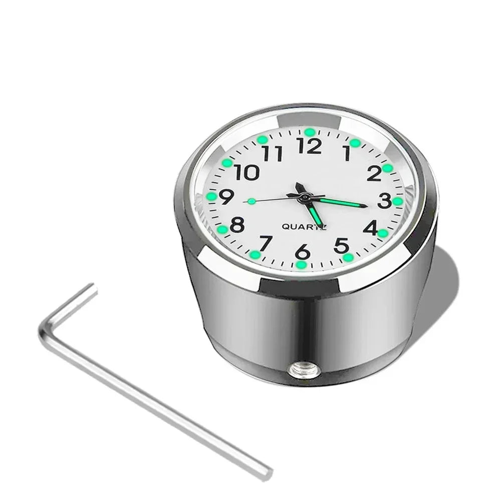Universal 7/8 "Waterproof Chrome Motorcycle Bike Handlebar Mount Quartz Clock Watch Aluminum Luminous Clock Moto Black Amagi
