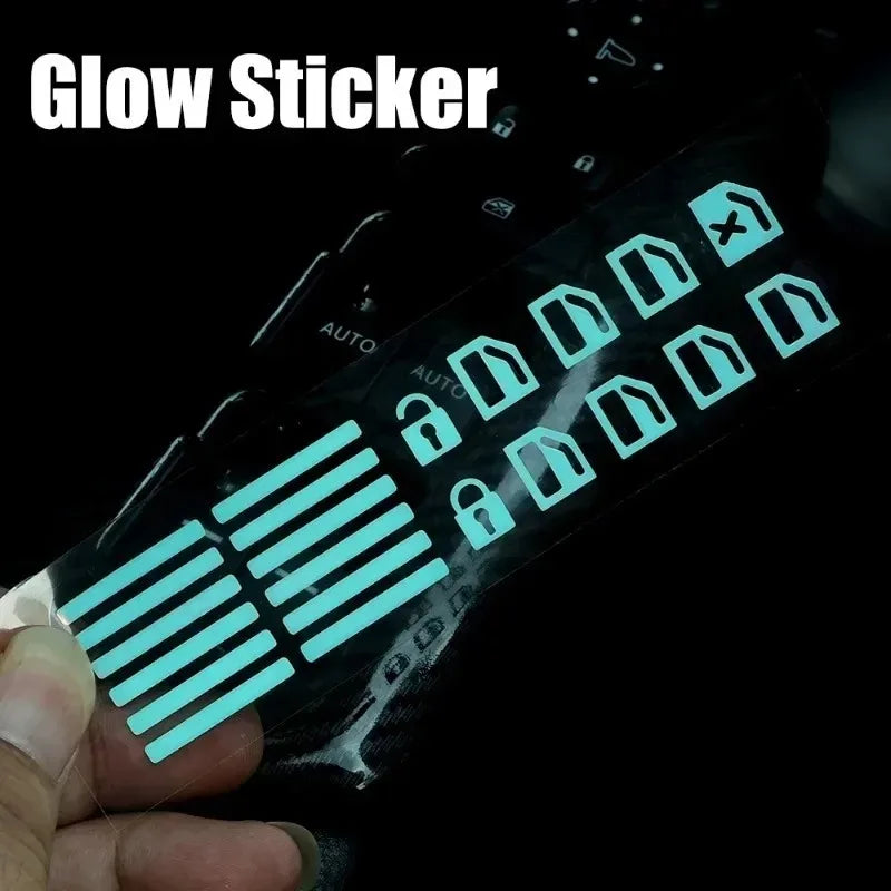 Car Window Lifter Stickers Car Night Glowing Interior Button Sticker Decals Car Lifter Switch Night Fluorescent Decoration
