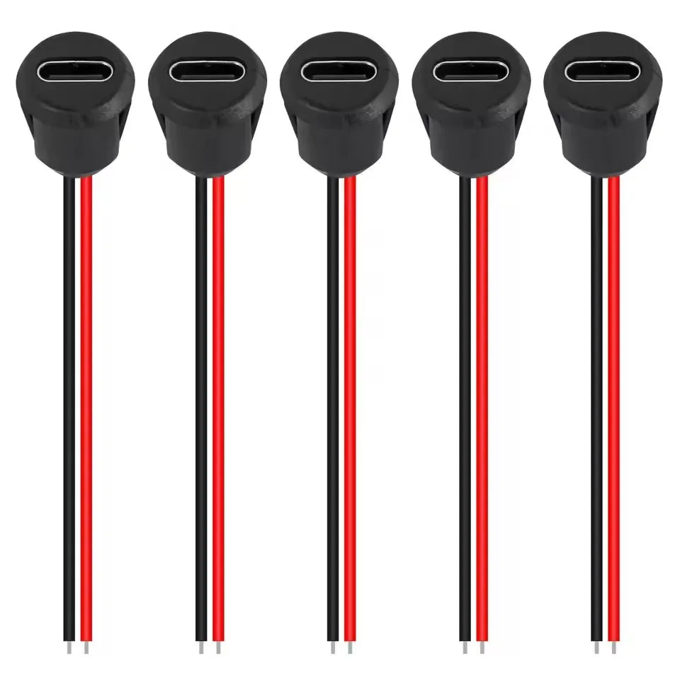 1-20pcs USB Connector Type-C Waterproof with Female Socket 2Pin Fast Charging Jack Charging Port USB-C Charger Plug Socket Tools