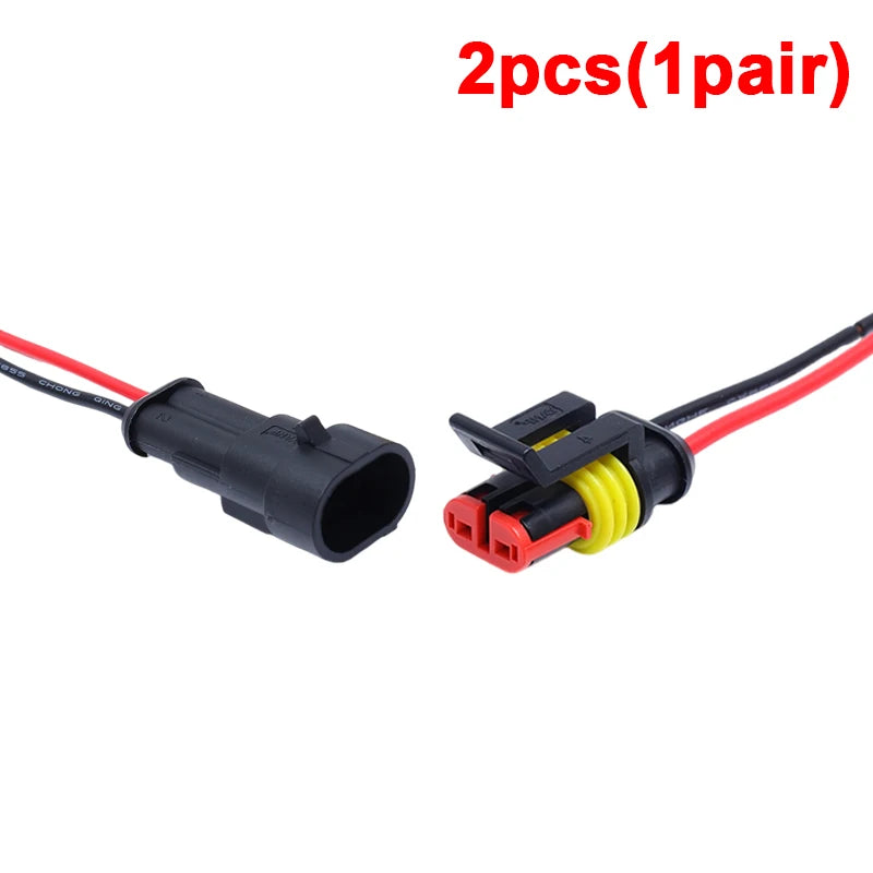 2 Pin Way Plug Waterproof Automotive Car Wire Electrical Connectors Plug with Wire for Car Motorcycle Scooter Marine 2/10pcs
