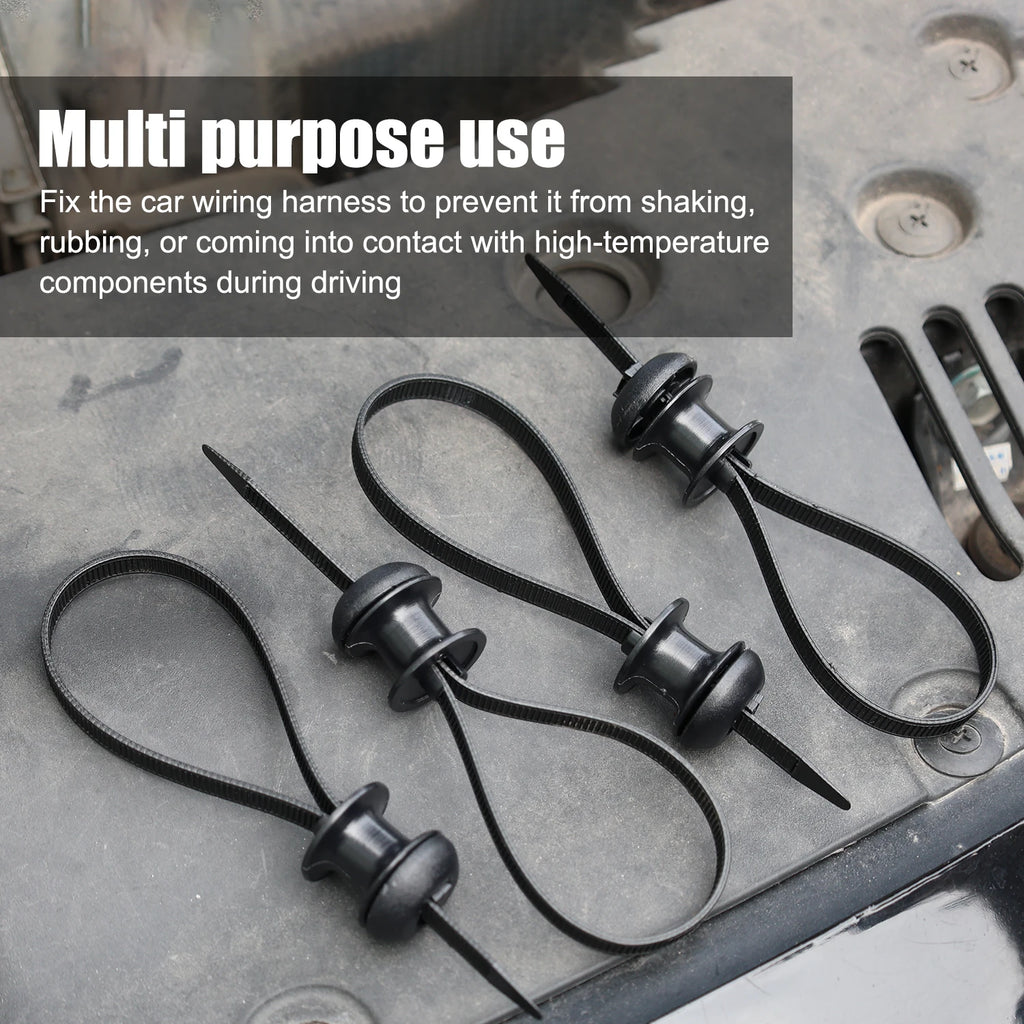 10/1pcs Black Nylon Car Motocycle Base Plate Cable Plastic Loop Tag Self-Locking Zip Ties Installation FIxed Seat Frame Clips