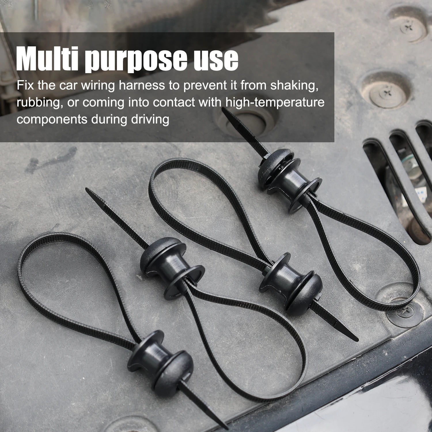 10/1pcs Black Nylon Car Motocycle Base Plate Cable Plastic Loop Tag Self-Locking Zip Ties Installation FIxed Seat Frame Clips