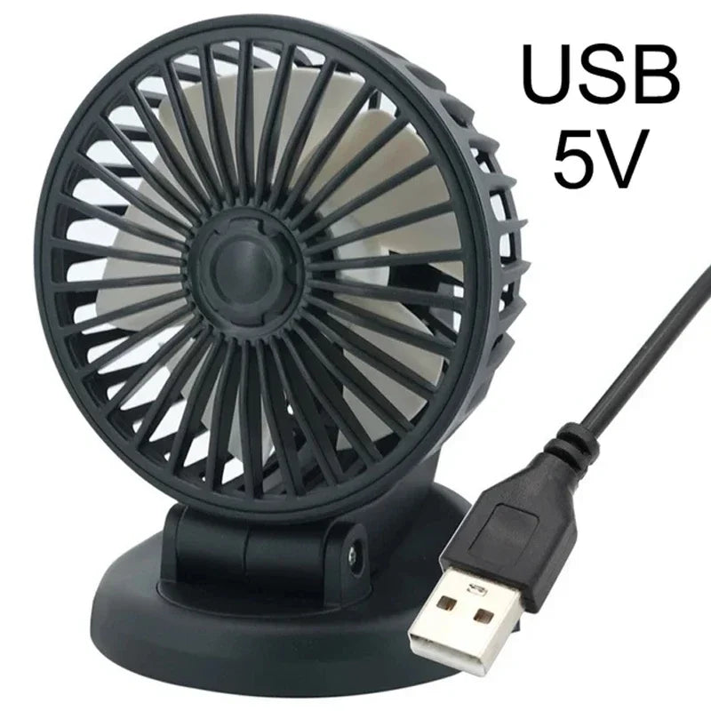 New Car Fan 360° Adjustable Triple-Head 12V/24V USB Powerful Cooling Circulation Ideal for Vehicle Comfort on Long Drives amagi