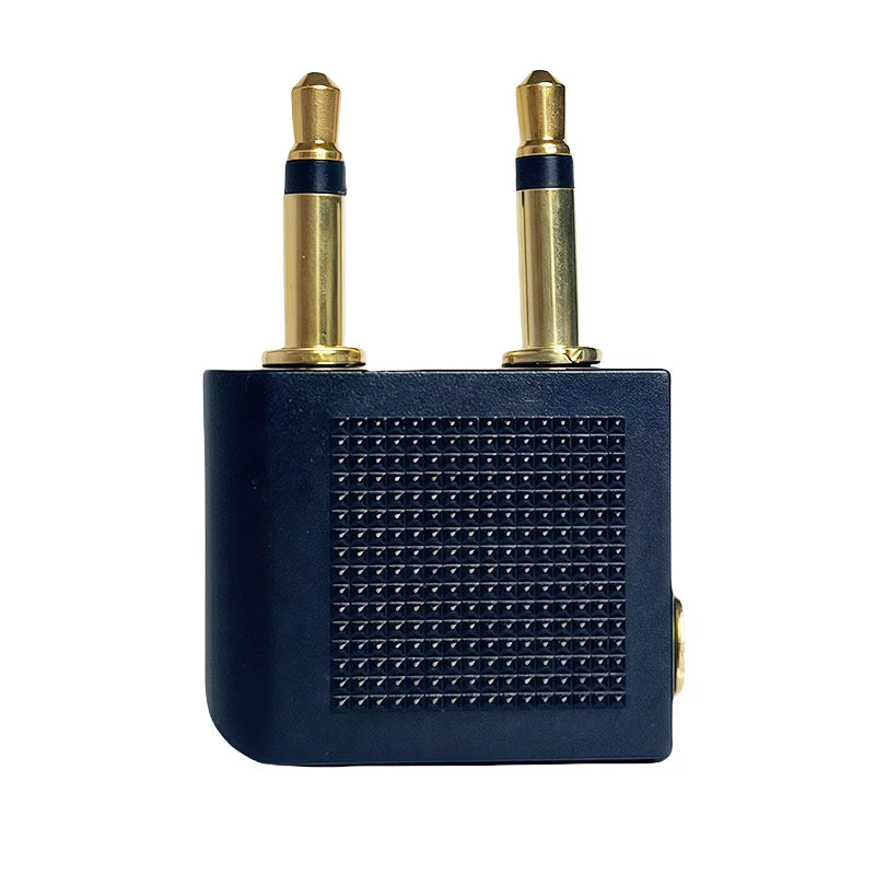 Professional Aviation Audio Adapter, Dual 3.5mm Mono Male Plugs to 3.5mm Stereo Female Jack Converter for Headphones & Audio