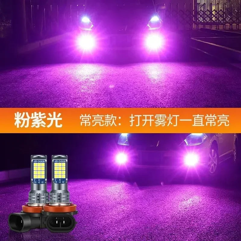 2Pcs Dual Colors H11 H8 9006 HB4 881 H27 High Quality 3030 LED Auto Fog Lamp Car Anti Fog Light Bulb Foglamps Yellow White Amagi