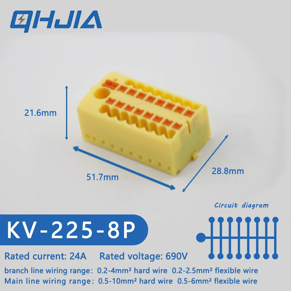 1 in Multiple Out Electrical Splitter Wire Connector Plug-in Terminal Block for Home Light Wiring Guide Rail Junction Box
