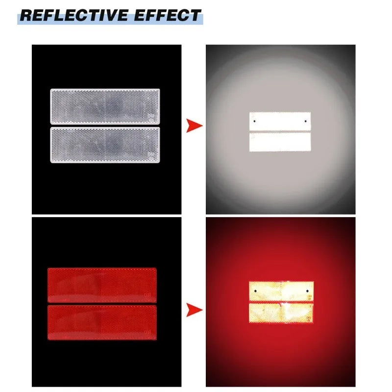 Truck Trailer Rectangle Plastic Reflector Reflective Tape Adhesive Auto Safety Night Warning Plate Stickers Car Accessories