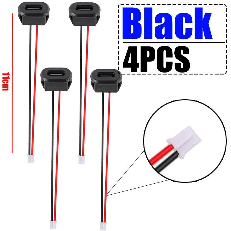 6/2PCS Type-C Female 2Pin USB Connector Type-C Waterproof with Female Socket Fast Charging Jack Charging Port USB-C Charger Plug