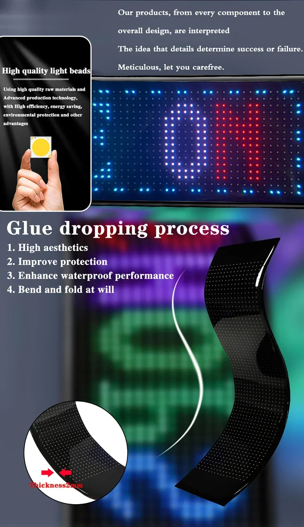 Devil Eyes LED Matrix Display Flexible Pixel Screen APP Controlled Scrolling Car Truck Window Light Panel Waterproof DIY Amagi