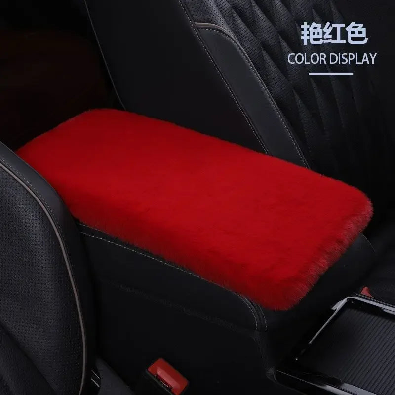 Imitation Rabbit Plush Car Armrest Box Mat Interior Center Armrest Box Cover Handhold Cover Mat Protection Mat Accessories Tools