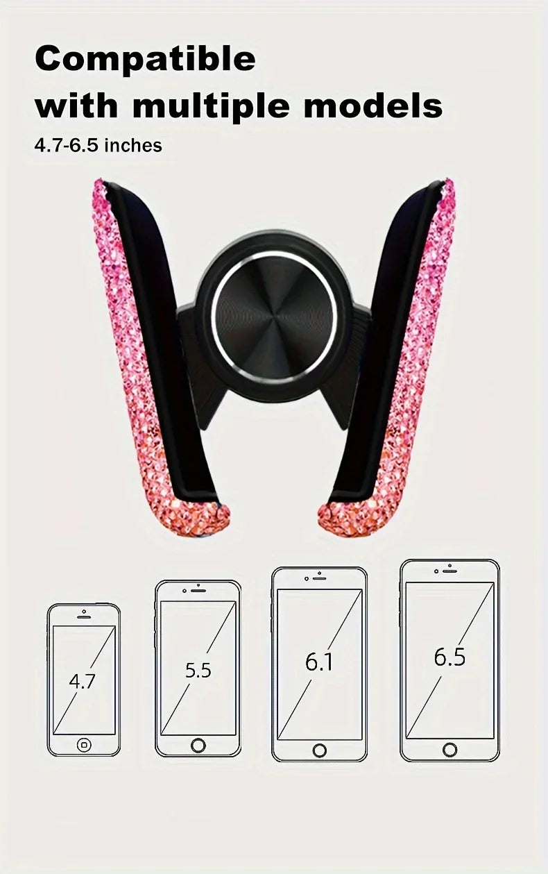 Crystal Car Phone Holder Car Air Vent Mount Clip Mobile Phone Holder Woman Diamond Auto Phone Bracket Interior Accessories Amagi