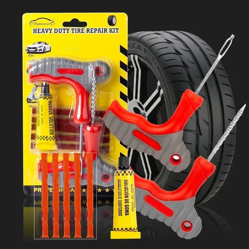 Car Tire Repair Tool Kit with Rubber Strips Tubeless Tyre Puncture Studding Plug Set Motorcycle Truck Vacuum Tire Repair Amagi
