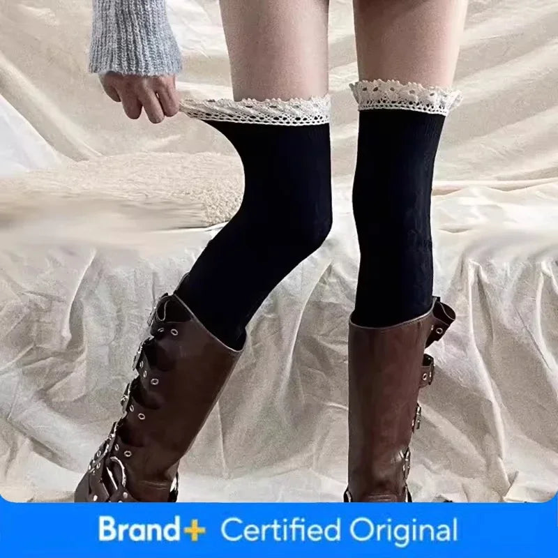 Knitted Lace Thigh High Stockings for Women Girls Casual Long Socks Sexy Tube Legging Lolita Over The Knee Leg Warmer Amagi