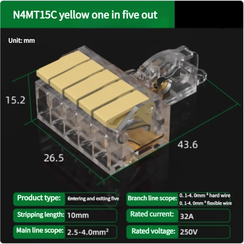 T-Type No-Stripping Quick Wire Connector Terminal Block ,Wire Splitter/Combiner Fast Connector for Household Electrical Wiring