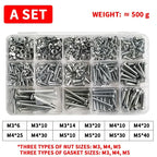 M3-M6 Phillips Pan Head Self-Tapping Screw Assortment Kit with Nuts & Washers - Stainless Steel Fastener Set for DIY/Machinery