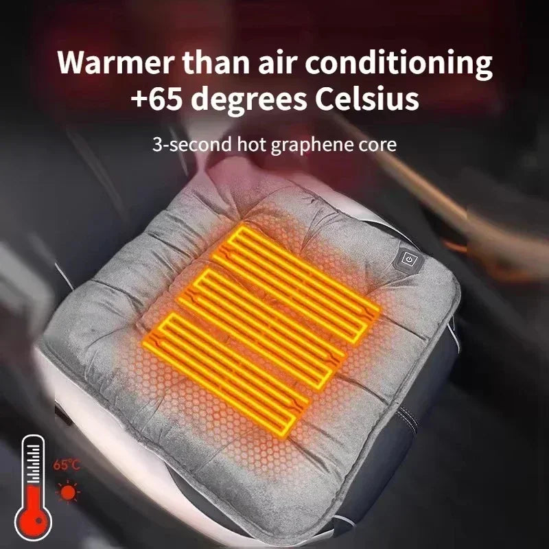 Car Heated Seat Cushion USB Power Graphene Heated Seat Pad 3 Levels Heating Seat Cushion for Park Stadium Car Travel Amagi