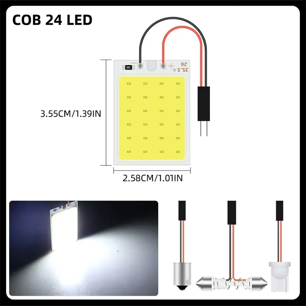 White Blue T10 Cob 16/24/36/48 SMD Car Led Vehicle Panel Lamps Auto Interior Reading Lamp Bulb Light Dome Festoon BA9S DC 12V Am