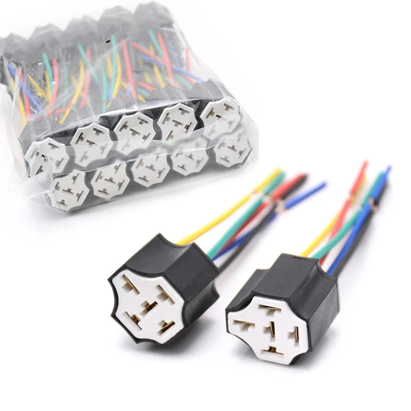 5 pins Auto relay socket 5 pin relay connector plug Ceramic Relay Holder Seat High Relay With Pins Ceramic Car relay holder