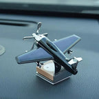 Solar-Powered Rotating Airplane Dashboard Ornament Plastic Creative Car Interior Accessory - Novelty Desktop Decoration for Car