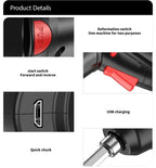 47-Piece Cordless Electric Screwdriver Kit with LED Light, Rechargeable Multifunctional Drill Driver for Home Projects