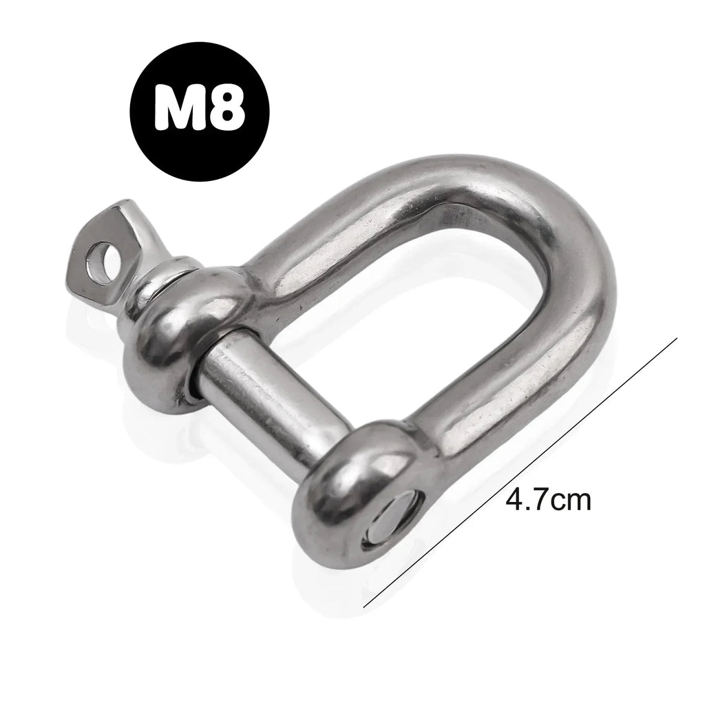 Stainless Steel D Ring Shackle HeavyDuty Ship Rigging Mooring Tow Recovery Clip Boat Vehicle Rope Chain Connector Metal Fastener