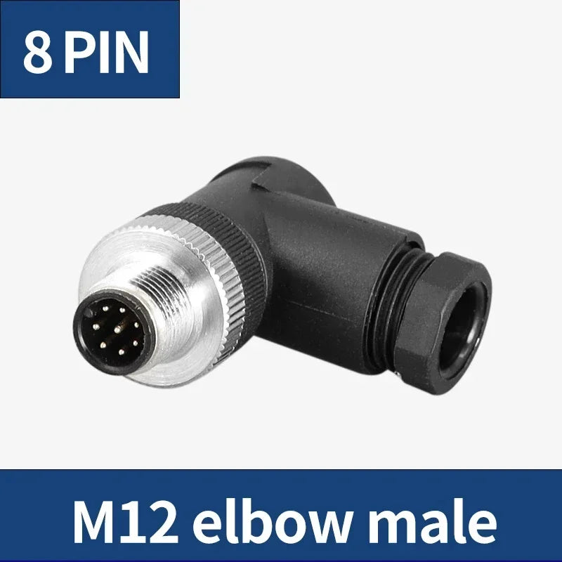 1Pcs M12 12MM Sensor Connector Straight Angle Male Female Waterproof Screw Threaded Plug Coupling 4 5 8 Pin PG7