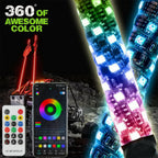 3FT Spiral Whip Lights Remote Control Turn Signal Brake Function Dream-Color Dancing For UTV RZR Can-Am SxS Sand Dune Buggy Truc