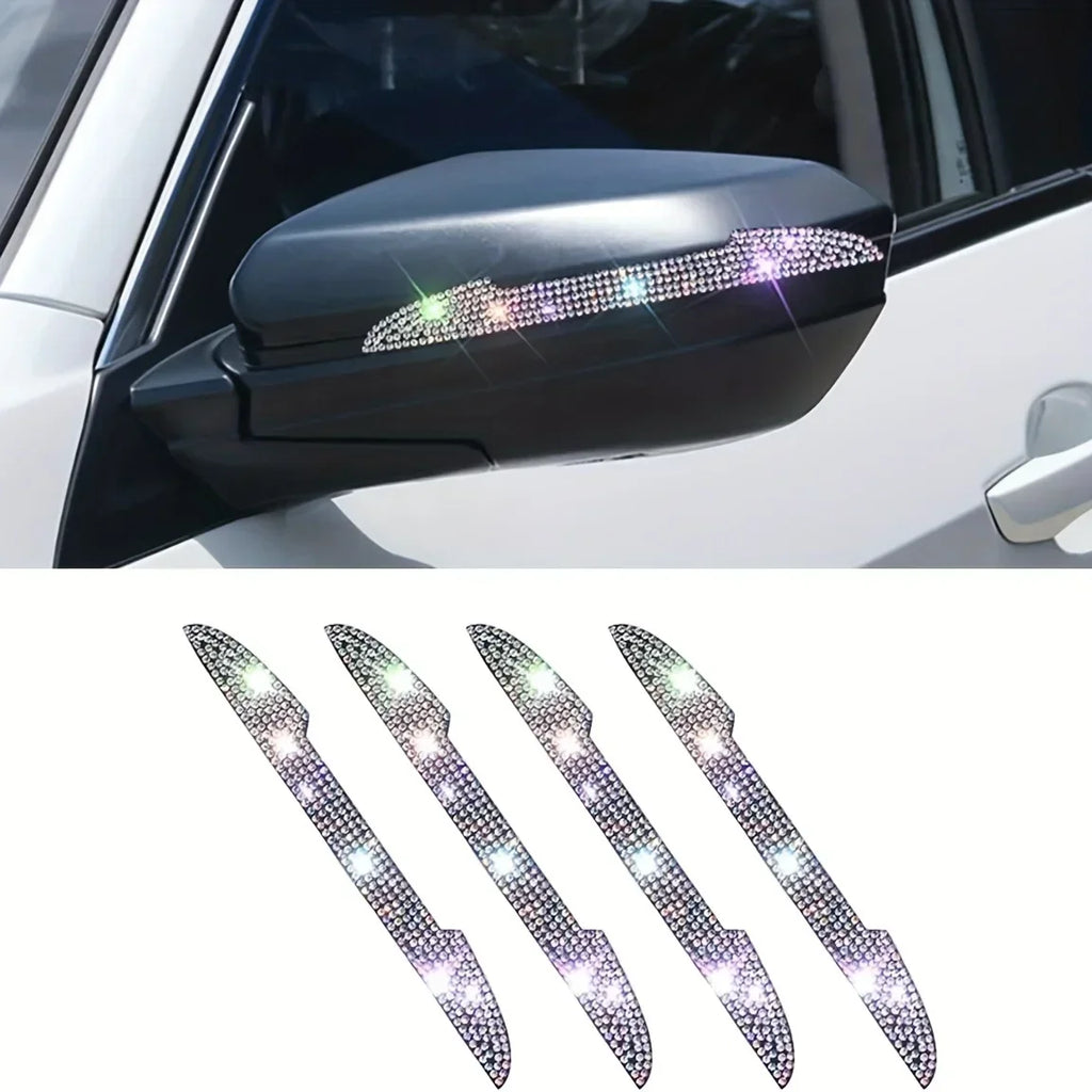 Bling Rhinestone Car Door Handle Scratch Protectors Suitable For All Cars Vehicles SUVs Side Mirrors Car Door Edge Guards Amagi