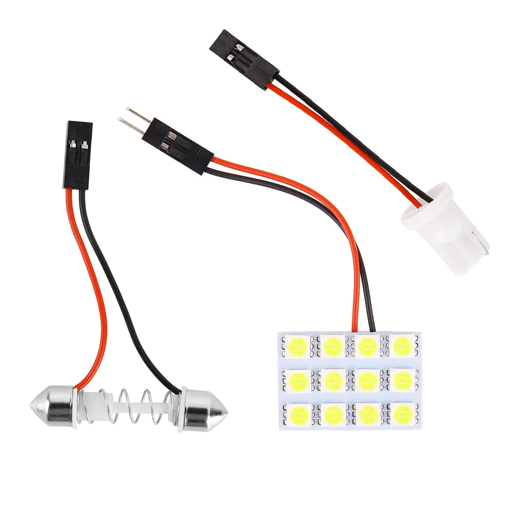 T10 5050 3030 LED Interior Panel Car White Light Reading Lamp Universal Car Trunk Roof Dome Bulb 48 24 12 SMD Lights 12V