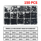 Grade 12.9 Carbon Steel Socket Head Cap Screws Kit, M3 M4 M5 M6 M8 Assortment, High Tensile Hex Bolts, Rust Resistant, Allen Key