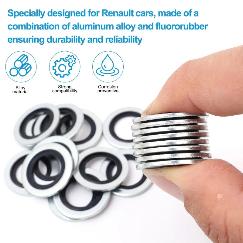 20/10PCS Car Oil Pan Drain Gasket Kit Drainage Bolt Pad Rubber Oil Drain Plug Gasket Replaceable Washer Seal Set M16