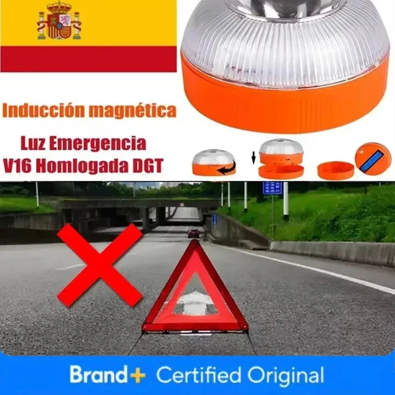 Rechargeable Car Emergency Beacon Light V16 Magnetic Induction Strobe Flashing Warning Light Help Flash Safety Signal Lamp Amagi