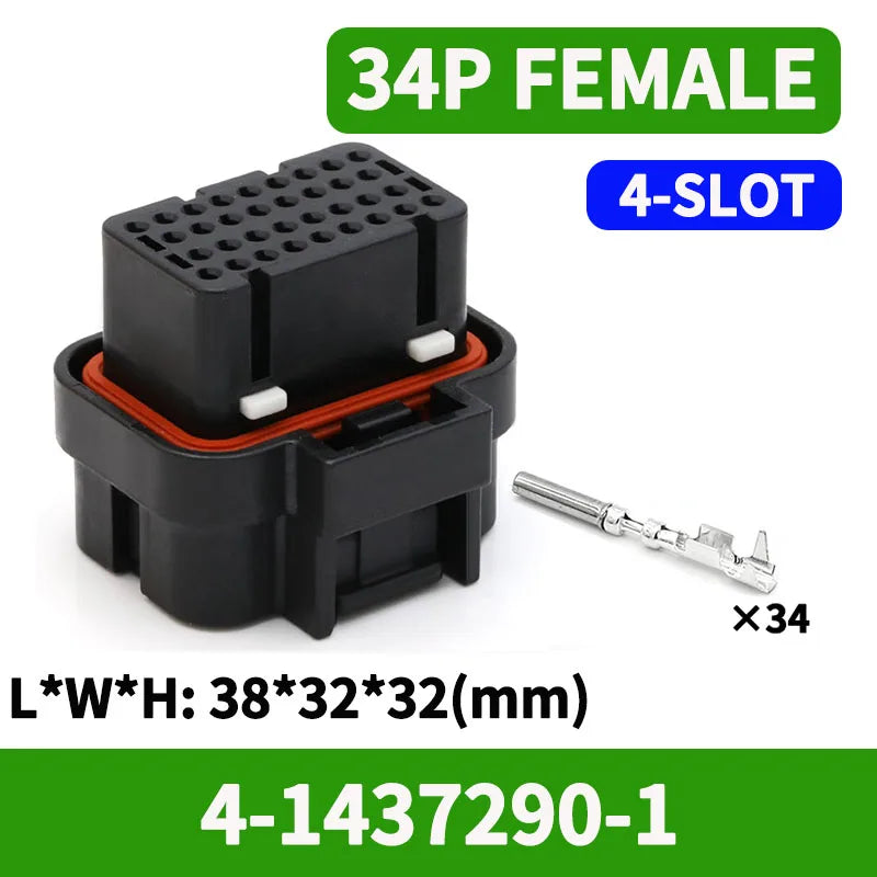 1/5/50PCS AMP Type ECU Automotive Board End Connector Waterproof Socket Harness Plug PCB Panel Flame Retardant 26P 34Pin 1437290