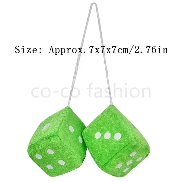 Dice For Car Mirror Auto Rear Mirror Plush Dice Soft And Fuzzy Car Charm Interior Ornament For Sedan Truck SUV Hangable Amagi
