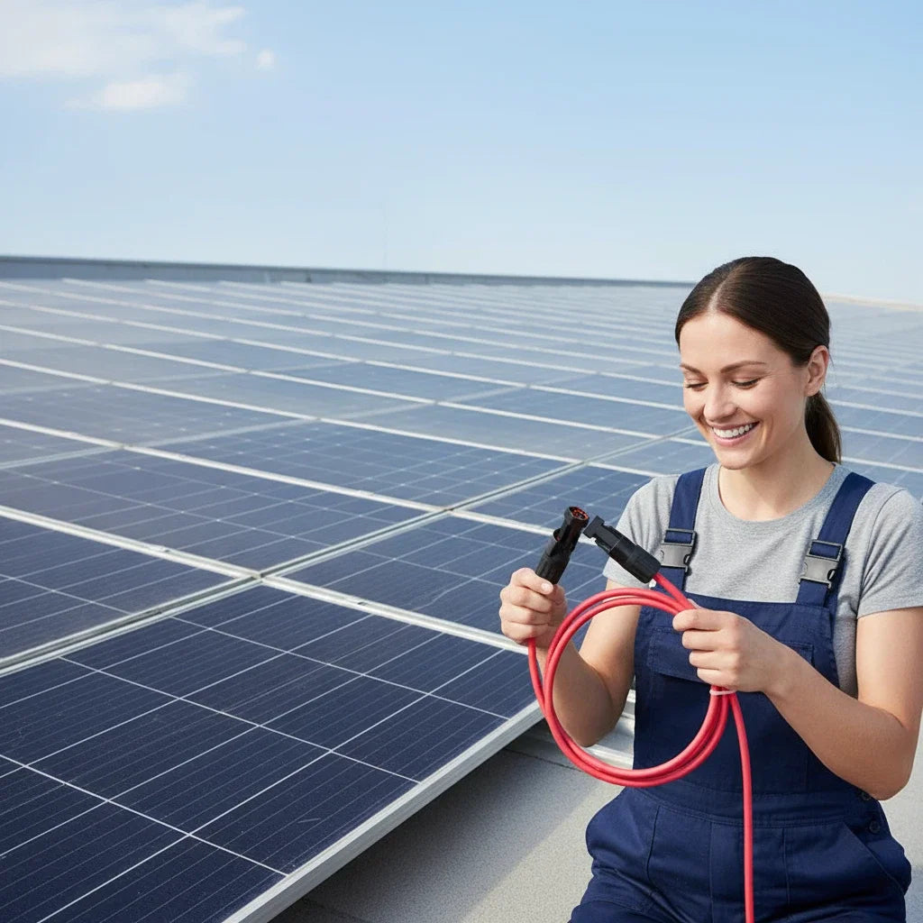 Solar PV Extension Cable Black Red 6mm² 10AWG Wire with DC Male Female Connector Waterproof Plug for Solar Panel System
