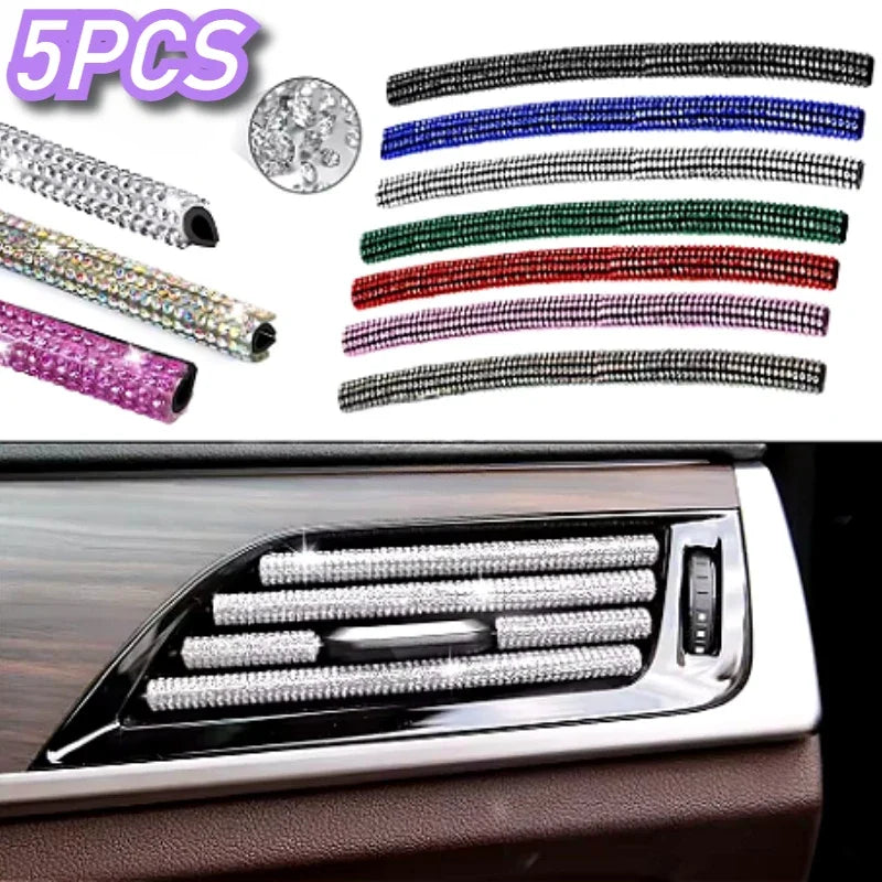 Car Vent Diamond Decorative Strip Fashion Luxury Car Air Conditioning Decoration Stripe Grille Sticker Accessories Amagi