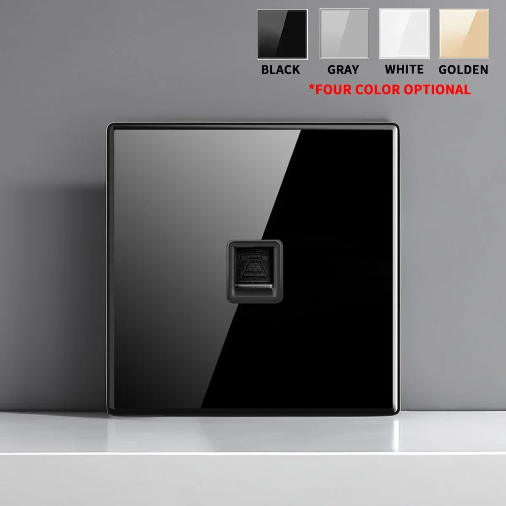 European British French Standard Tempered Glass Switch Socket with Indicator Light , Self-Reset 1 2 3 4 Gang Wall Panel Outlets