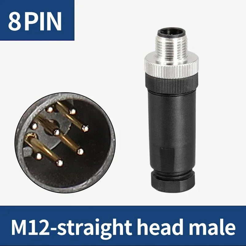1Pcs M12 12MM Sensor Connector Straight Angle Male Female Waterproof Screw Threaded Plug Coupling 4 5 8 Pin PG7