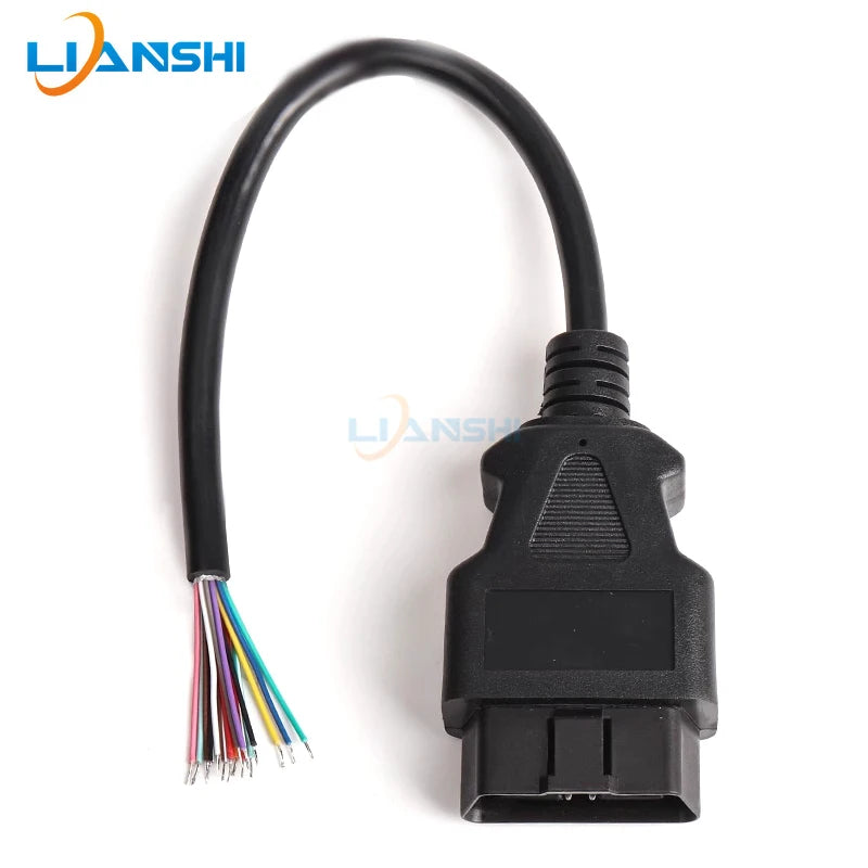 Automobile 16-pin truck OBD2 detection and diagnosis interface connection wire obd male head conversion plug open wire