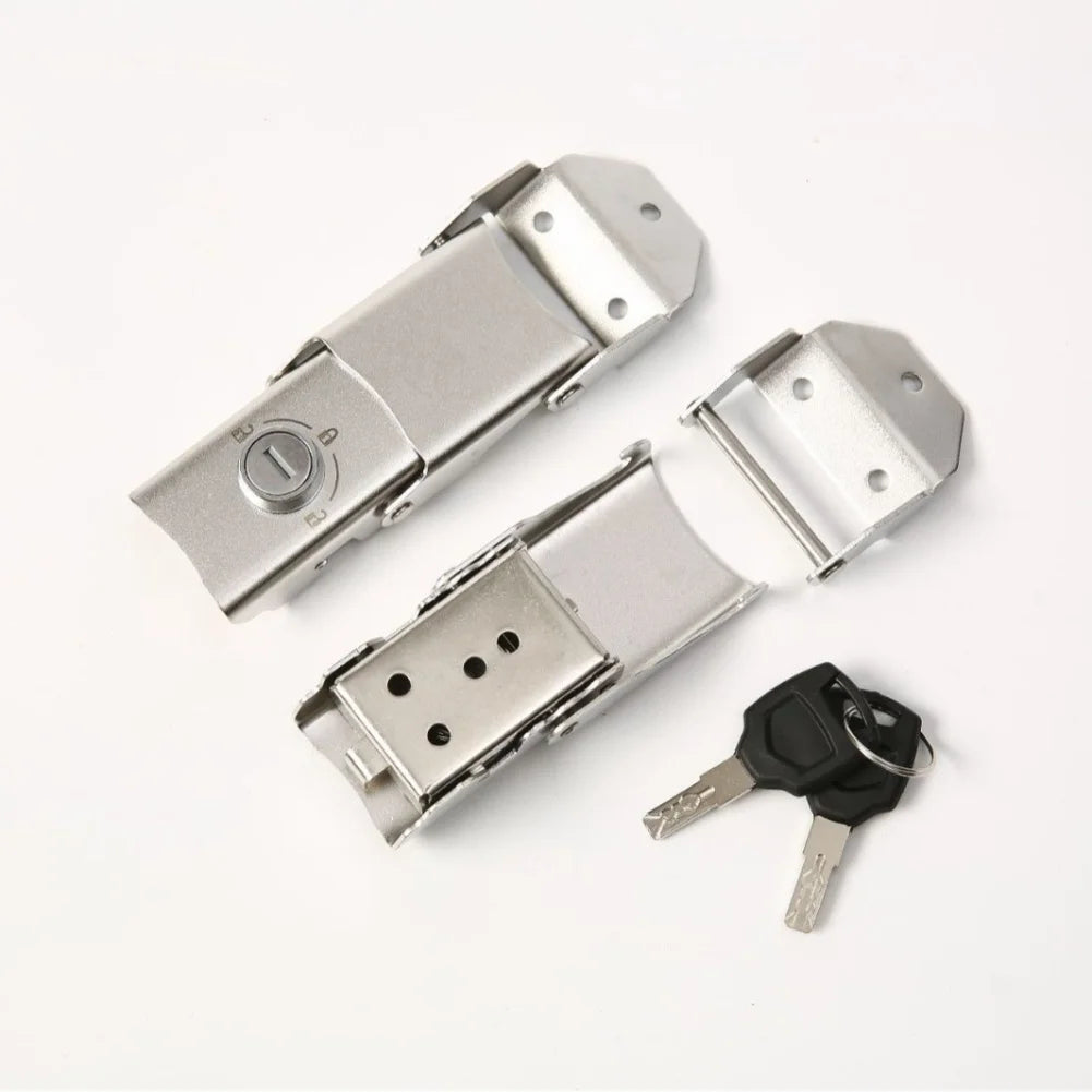  Detachable Stainless Steel Buckle Lock Motorcycle Trunk Lock Hinge Lock 2 Key Anti Theft Motorbike Rear Trunk Case Lock Fittin