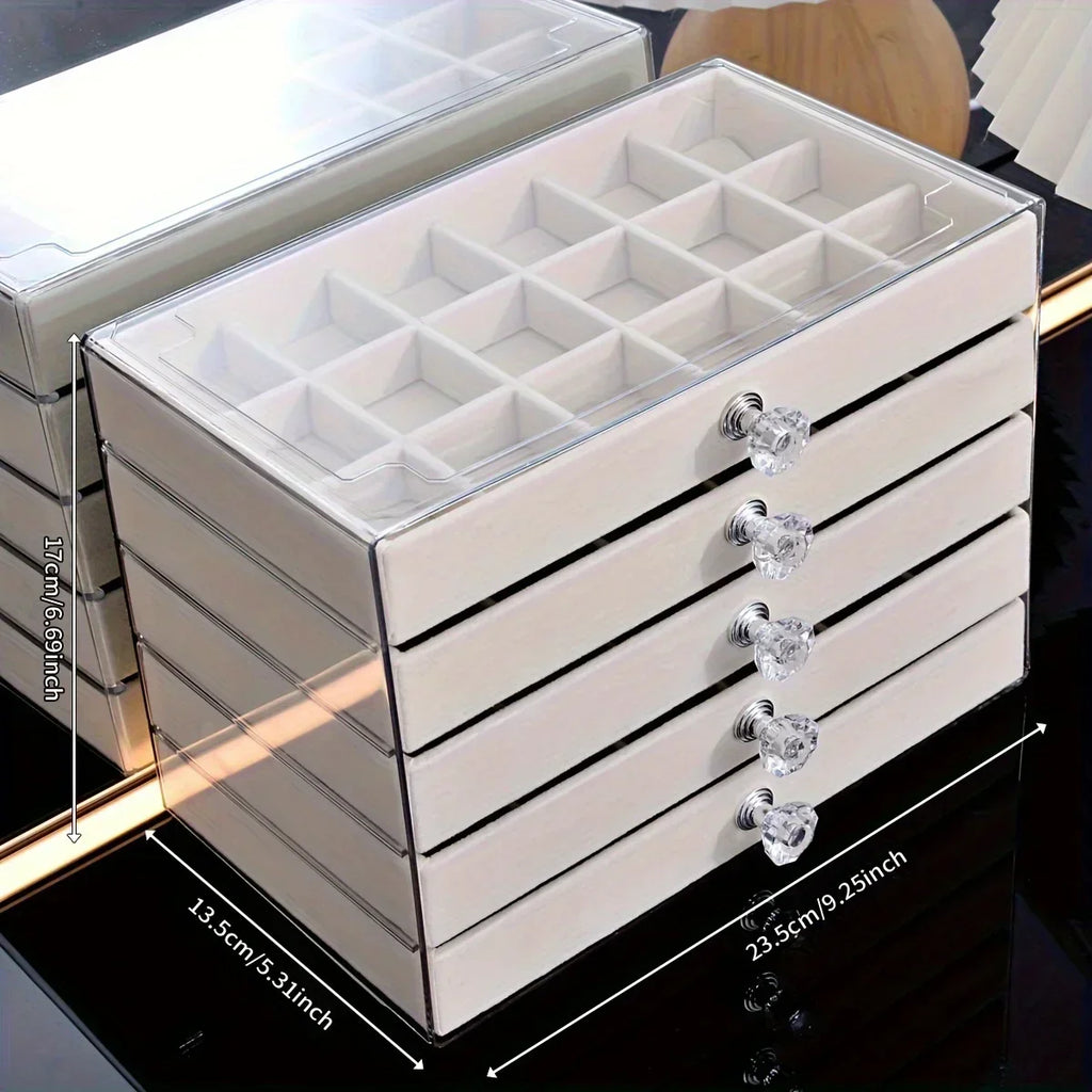 Layer Drawer Style Velvet Jewelry Box Earring Bracelet Storage Rack Multi Layer Display Case for Jewelry Accessories Amagi