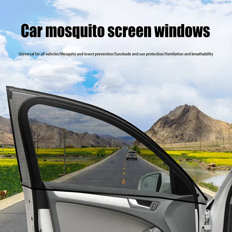 Car Sunshade Curtains Summer Mosquito Proof Curtains Universal Side Window Mesh Net Breathable Sunshade Auto Accessories Black