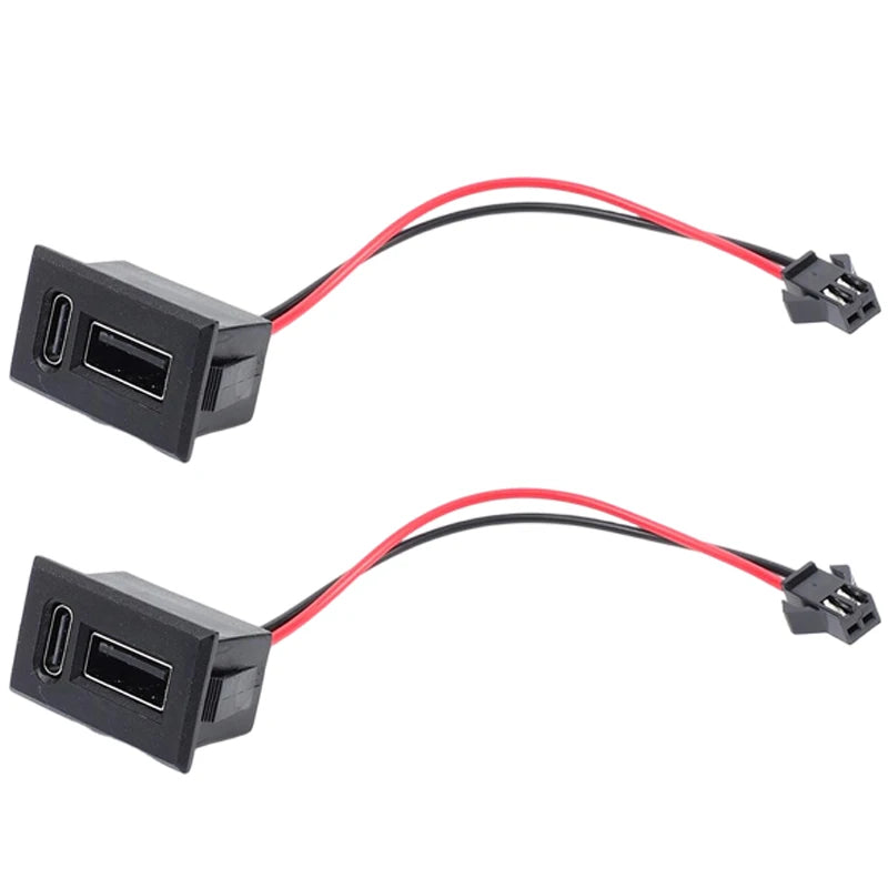 Dual Type C USB Receptacle Female Socket Connector Chassis Mount 2 Port Power Charging Adapter for Car Dashboard Auto Parts Kit