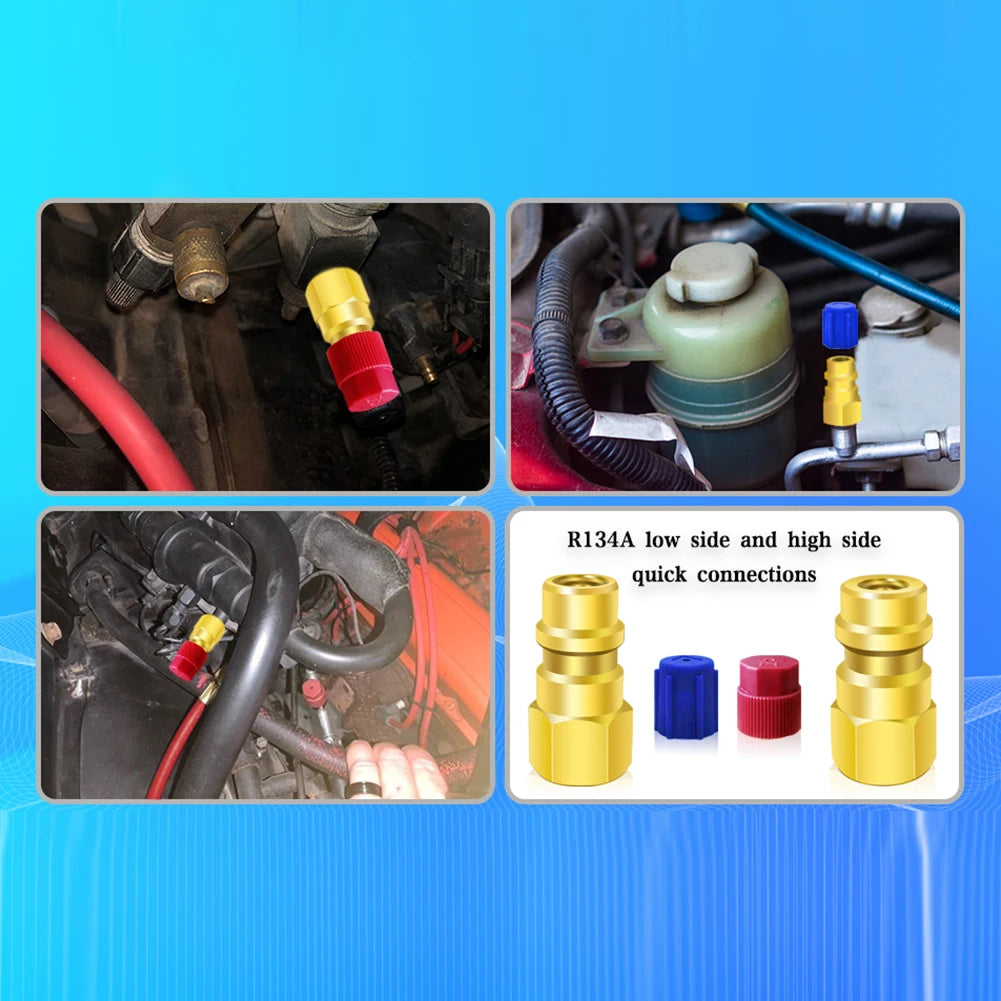 1 Pc R12 To R134a Conversion Kit  Air Conditioner Filling Valve Fittings Port Adapter Retrofit Quick Disconnect Couplers