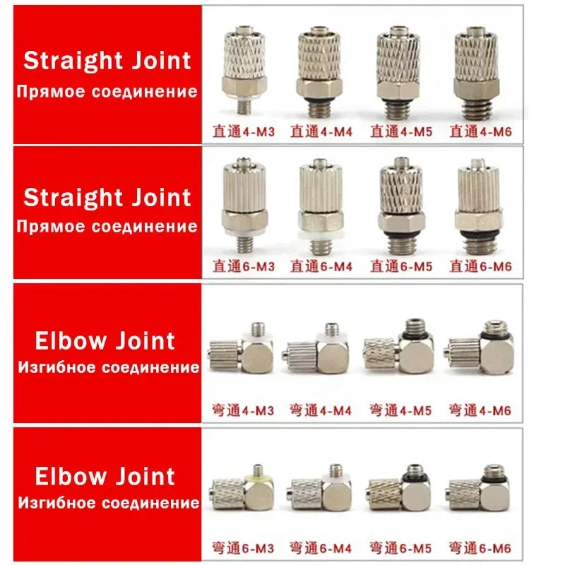 Mini Pneumatic Pipe Connector PC PL Screw Through Quick Fitting Fast Twist Joint ,Male Thread M3 M4 M5 M6 - Tube OD 3mm 4mm 6mm