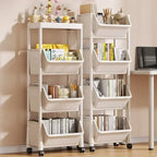 Mobile Storage Shelf] Mobile Plastic Storage Shelf Unit with Wheels - Practical Shelf for Living Room, Bedroom, Dormitory Amagi