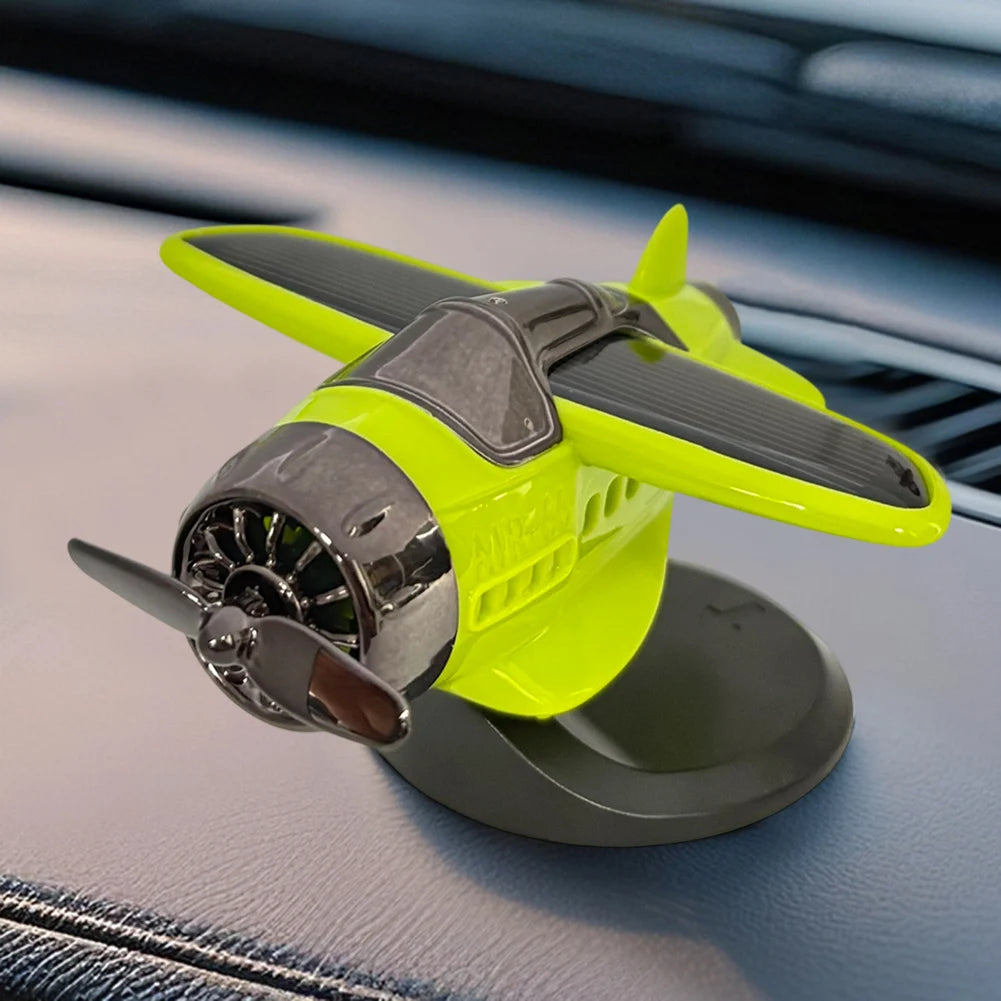 1PC Solar Energy Powered Rotating Propeller Fighter Ornaments Car Solar Decor Auto Interior Decoration Solar Aircraft Model